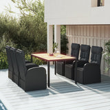 vidaXL 3-delige Tuinset poly rattan en massief acaciahout zwart