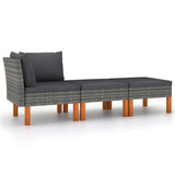vidaXL Voetenbank poly rattan en massief eucalyptushout