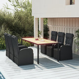 vidaXL 3-delige Tuinset poly rattan en massief acaciahout zwart