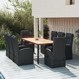 vidaXL 3-delige Tuinset poly rattan en massief acaciahout zwart