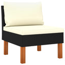 vidaXL Poly Rattan and Solid Eucalyptus Wood Footstool