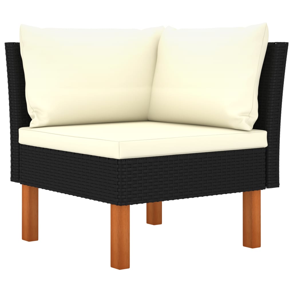 vidaXL Voetenbank poly rattan en massief eucalyptushout