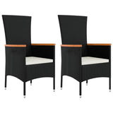 vidaXL 3-delige Loungeset poly rattan en massief acaciahout zwart