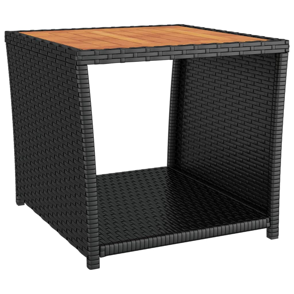 vidaXL 3-delige Loungeset poly rattan en massief acaciahout zwart