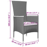vidaXL 3-delige Loungeset poly rattan en massief acaciahout zwart