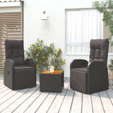 vidaXL Ensemble de salon 3 pièces poly rotin et acacia massif noir