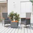 vidaXL 3-delige Loungeset poly rattan en massief acaciahout zwart
