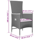 vidaXL 3-delige Loungeset poly rattan en massief acaciahout grijs