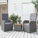 vidaXL Ensemble de salon 3 pièces poly rotin et acacia massif gris