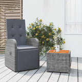 vidaXL Ensemble de salon 3 pièces poly rotin et acacia massif gris