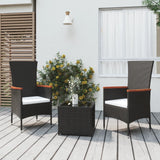 vidaXL 3-delige Loungeset poly rattan en massief acaciahout zwart