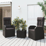 vidaXL Ensemble de salon 3 pièces poly rotin et acacia massif noir