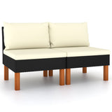 vidaXL Voetenbank poly rattan en massief eucalyptushout