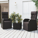 vidaXL Ensemble de salon 3 pièces poly rotin et acacia massif noir