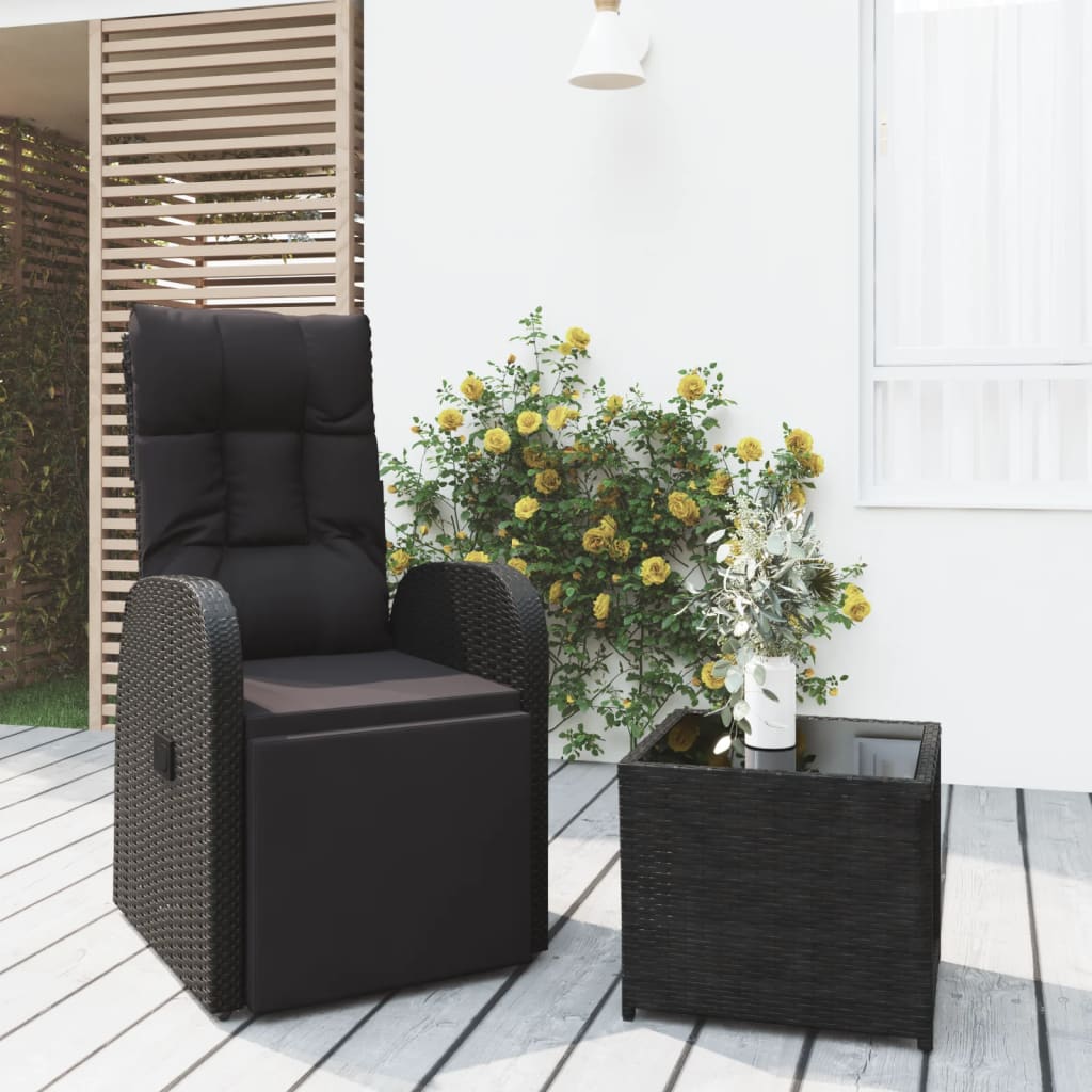 vidaXL Ensemble de salon 3 pièces poly rotin et acacia massif noir