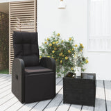 vidaXL Ensemble de salon 3 pièces poly rotin et acacia massif noir