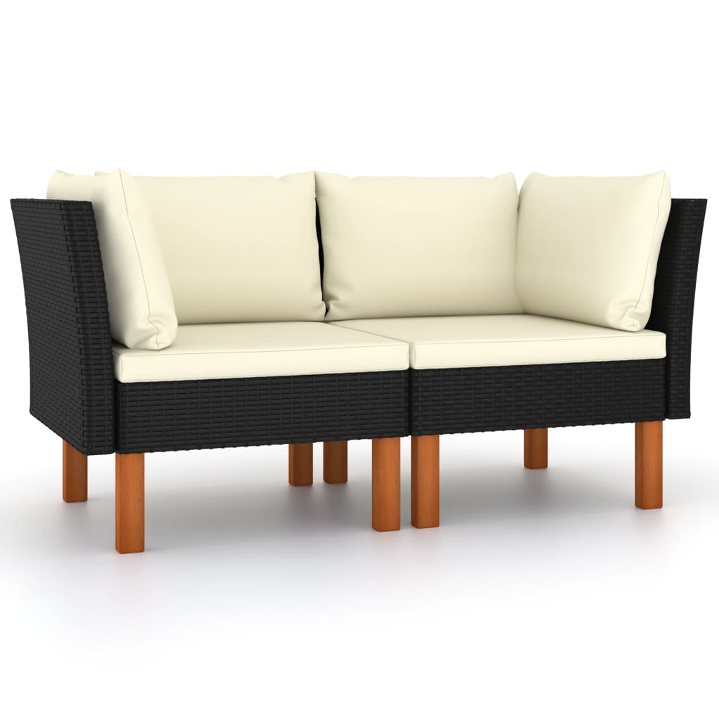 vidaXL Voetenbank poly rattan en massief eucalyptushout
