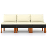 vidaXL Voetenbank poly rattan en massief eucalyptushout