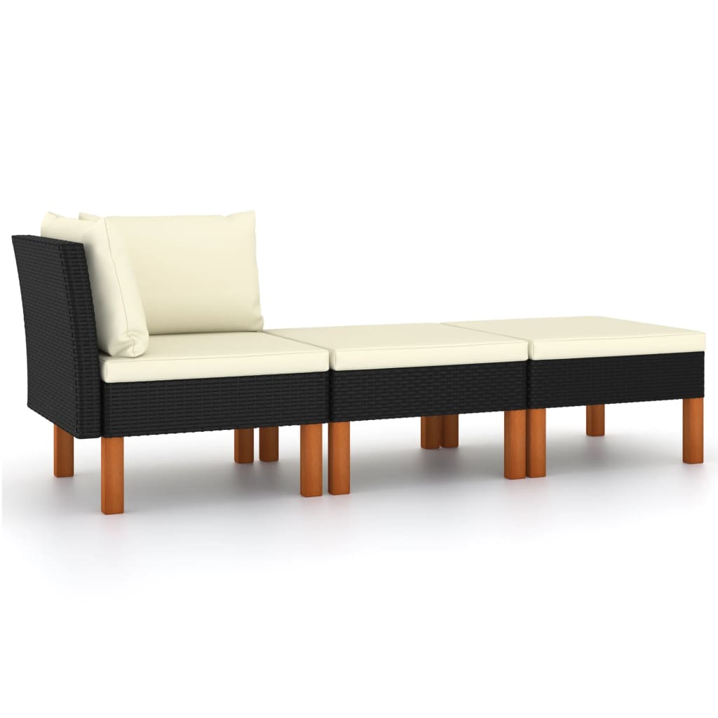 vidaXL Voetenbank poly rattan en massief eucalyptushout
