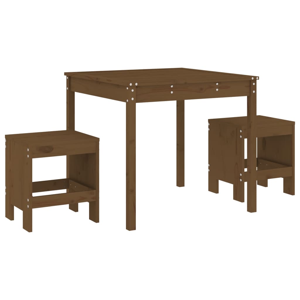 vidaXL 3-delige Bistroset massief grenenhout wit