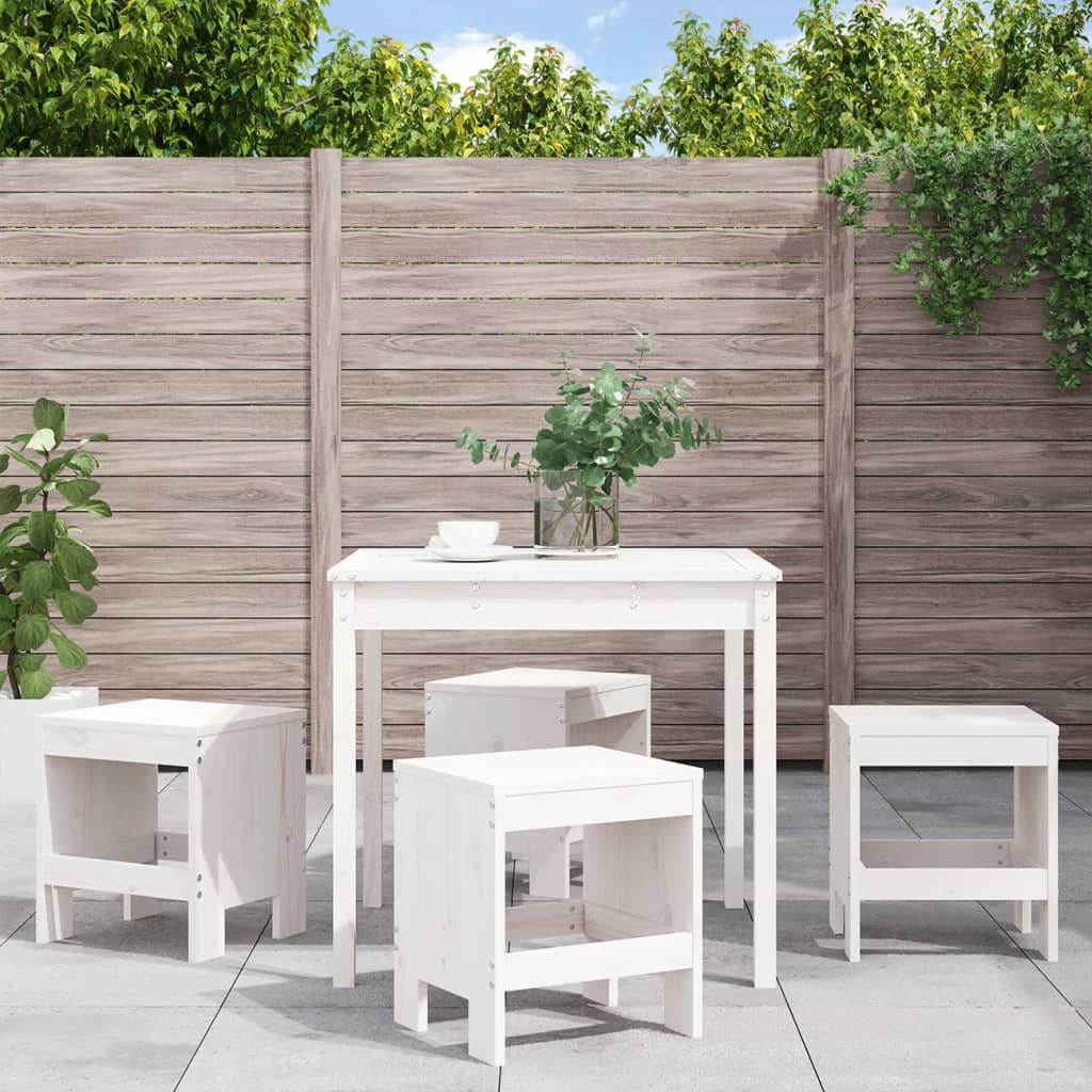vidaXL 5-piece Garden Dining Set Solid Pinewood White