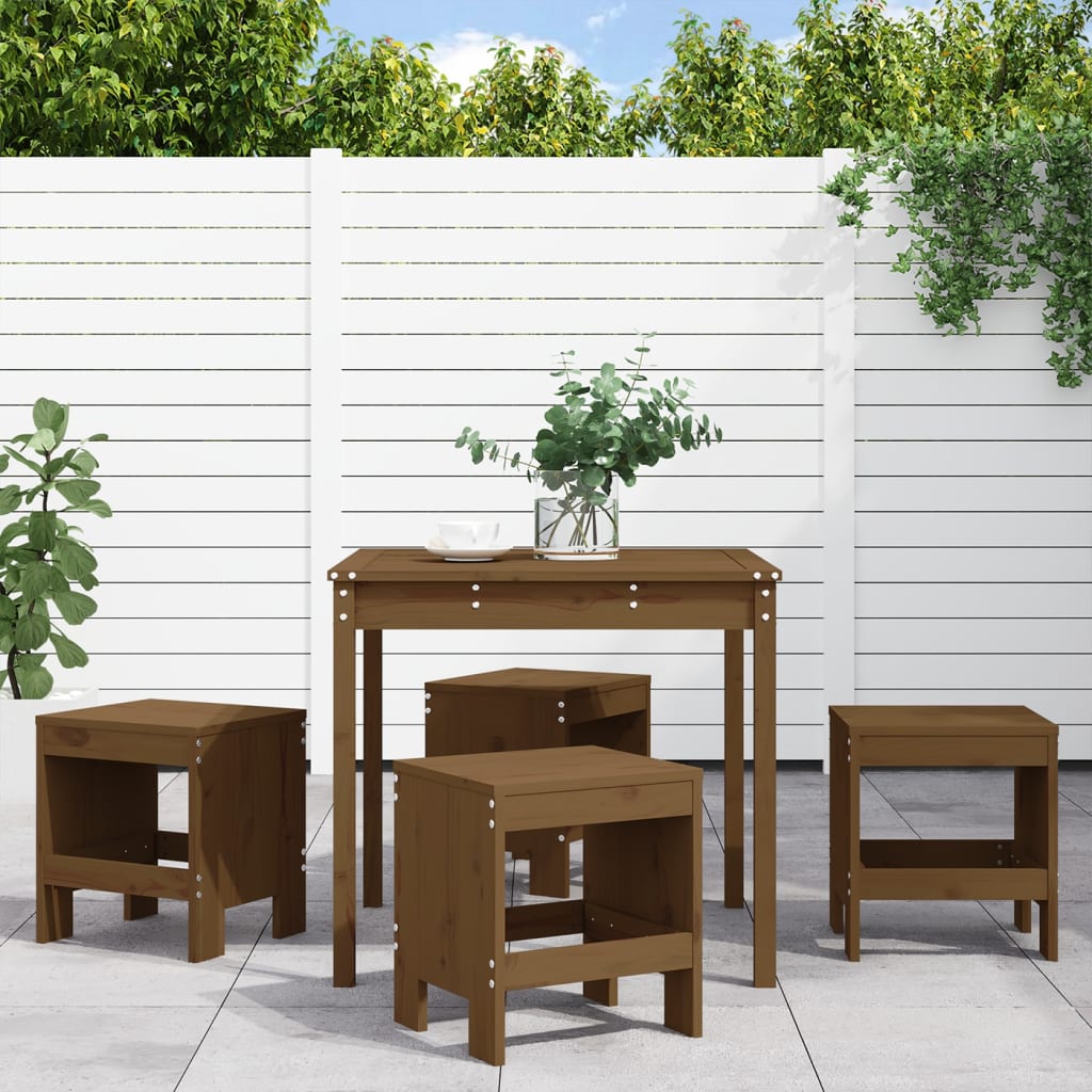 vidaXL 5-piece Garden Dining Set Solid Pinewood White