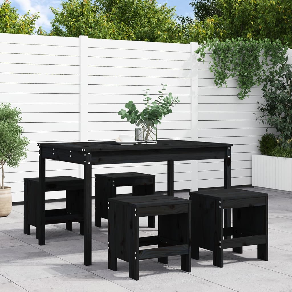 vidaXL 5-delige Tuinset massief grenenhout wit