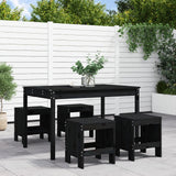 vidaXL 5-delige Tuinset massief grenenhout wit