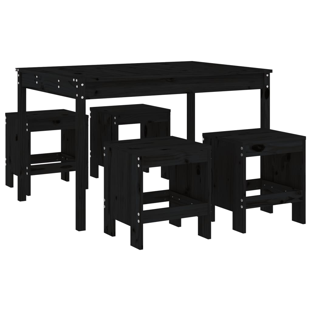 vidaXL 5-delige Tuinset massief grenenhout wit