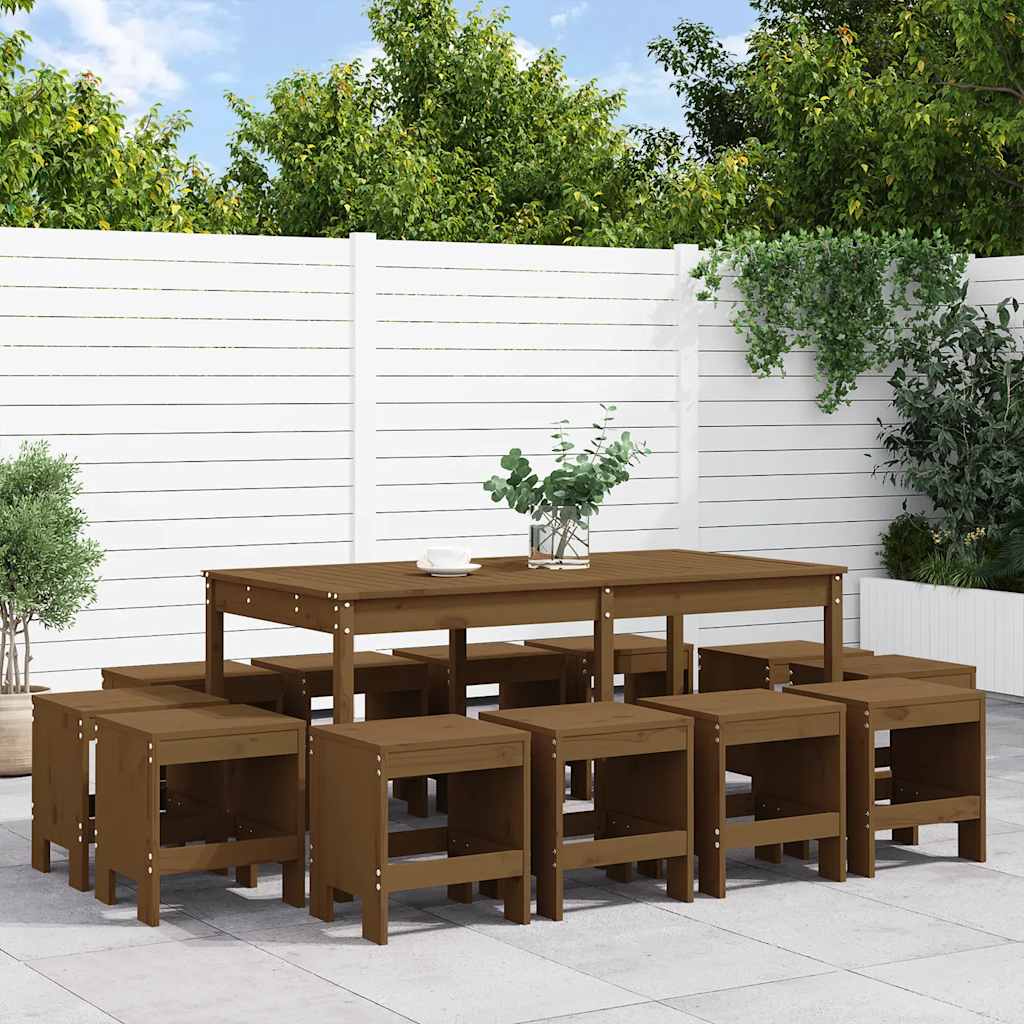 vidaXL 13-delige Tuinset massief grenenhout wit