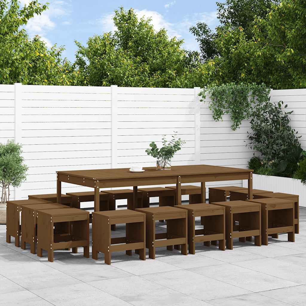 vidaXL 17-delige Tuinset massief grenenhout wit