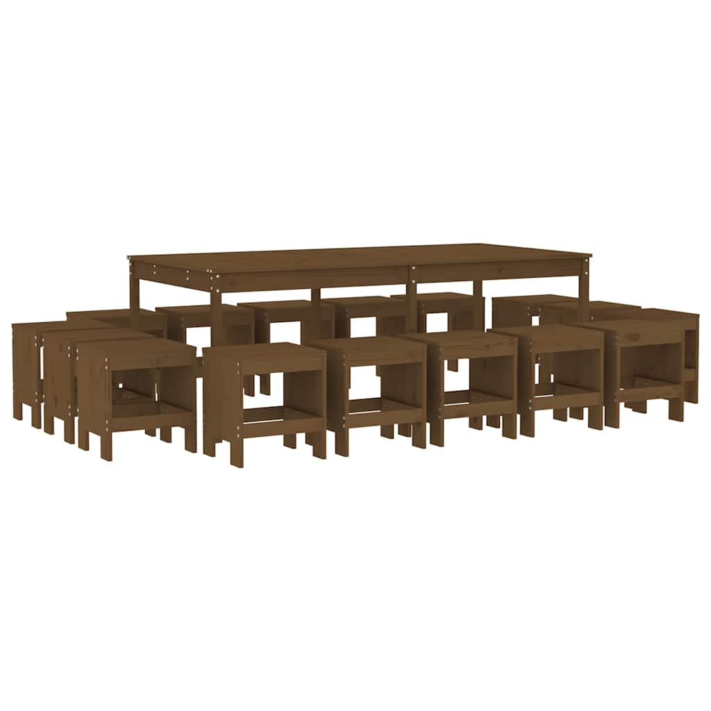 vidaXL 17-delige Tuinset massief grenenhout wit