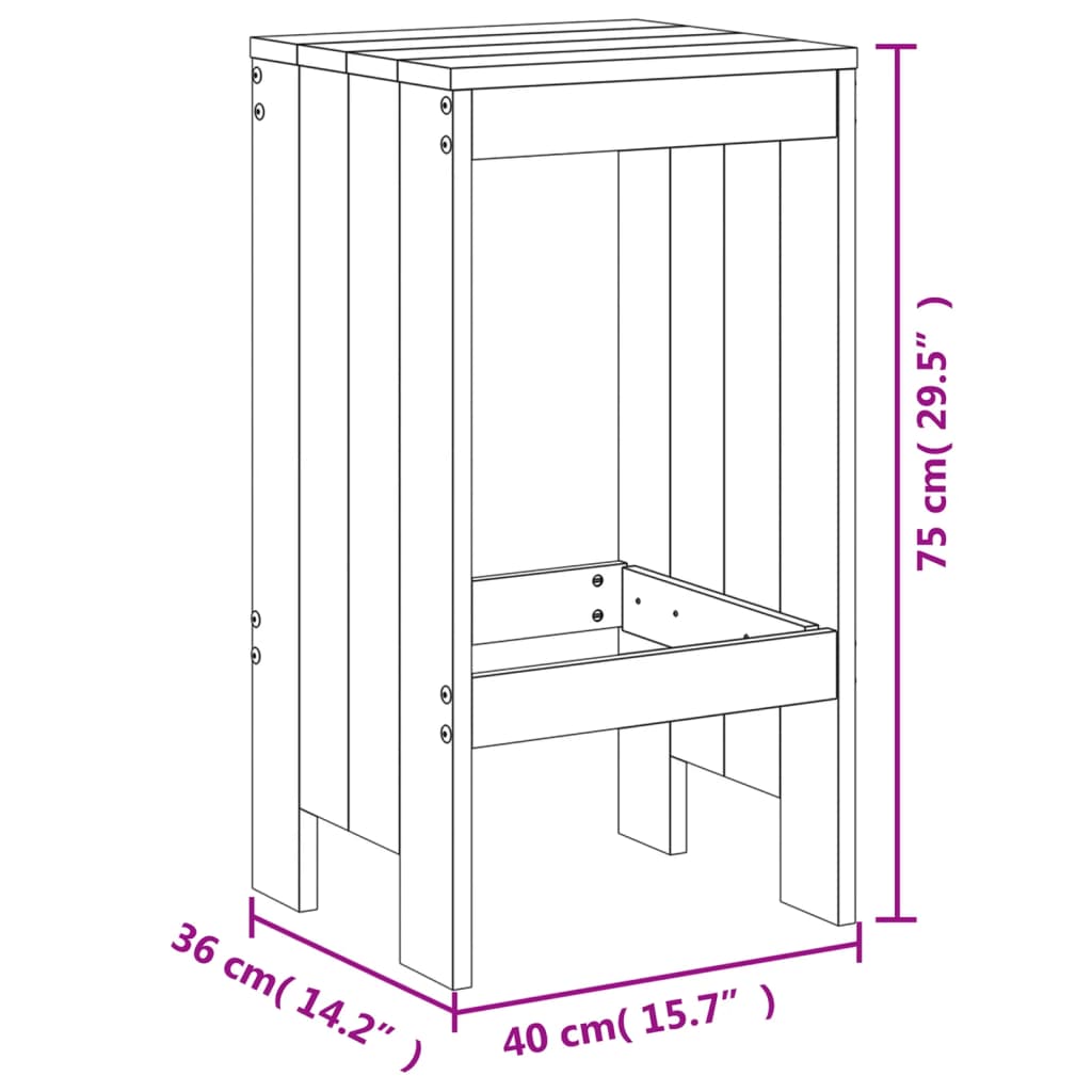 vidaXL 3-Piece Bar Set Solid Pine Wood White