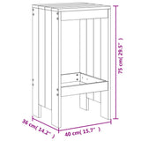 vidaXL 3-Piece Bar Set Solid Pine Wood White