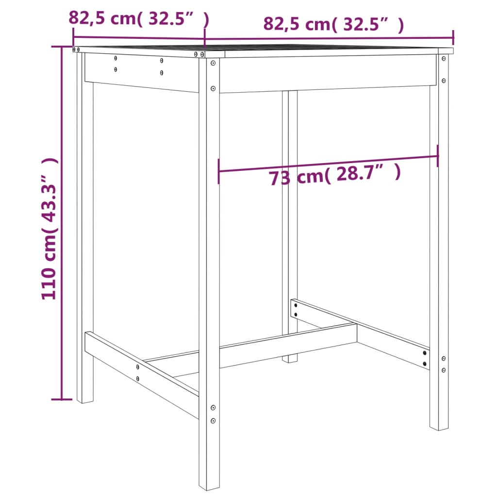 vidaXL 3-Piece Bar Set Solid Pine Wood White