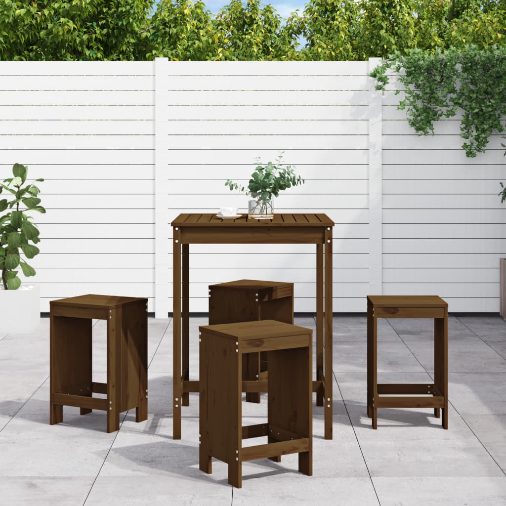 vidaXL 5-piece Bar Set Solid Pine Wood White