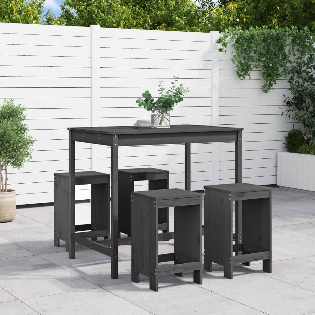 vidaXL 5-delige Barset massief grenenhout wit