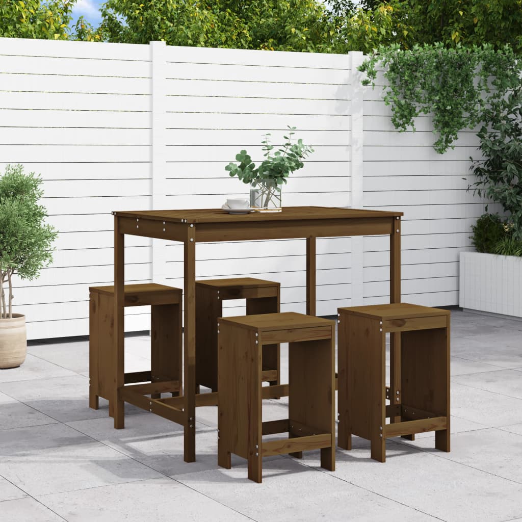 vidaXL 5-delige Barset massief grenenhout wit
