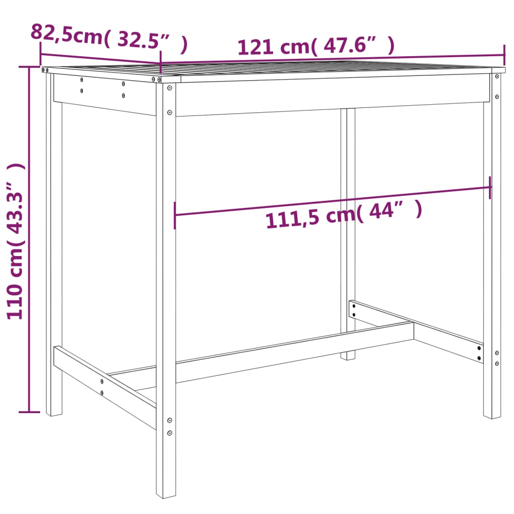 vidaXL 5-delige Barset massief grenenhout wit