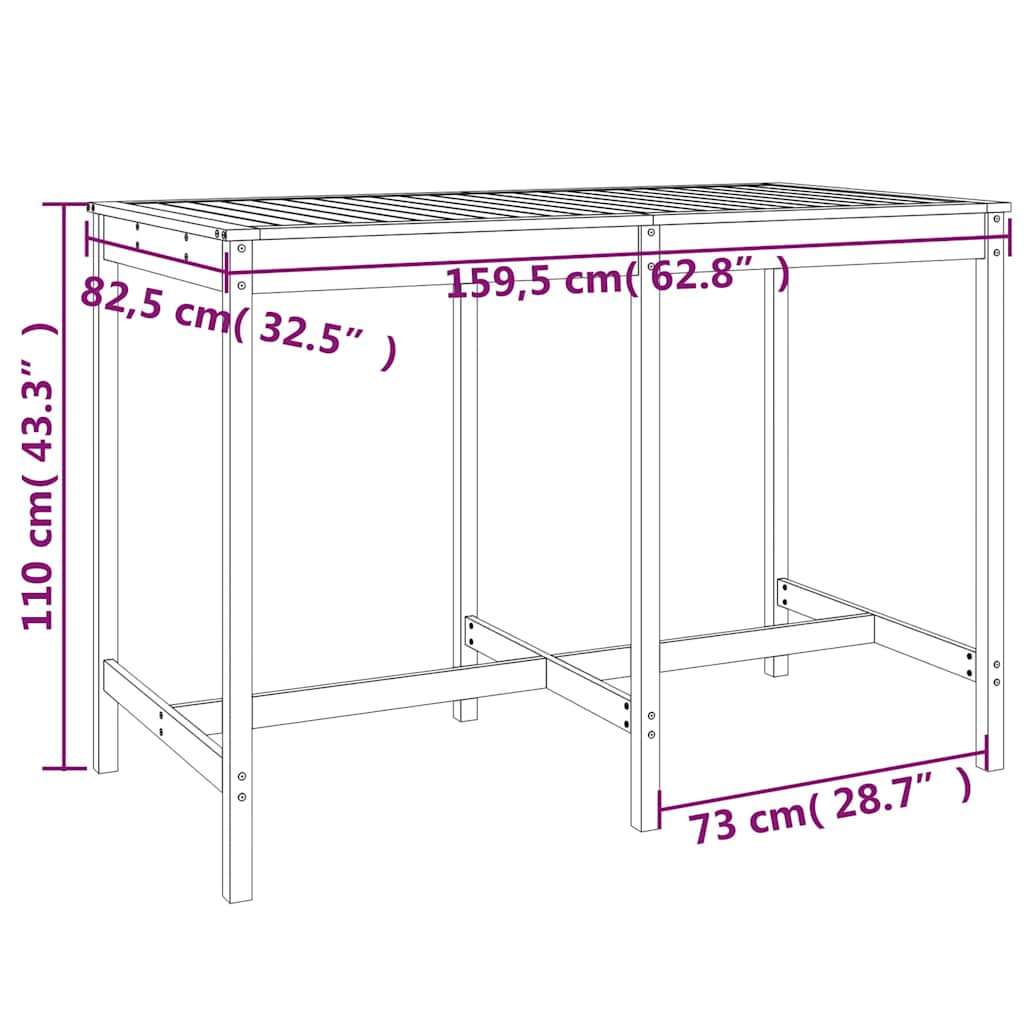 vidaXL 7-Piece Bar Set Solid Pine Wood White