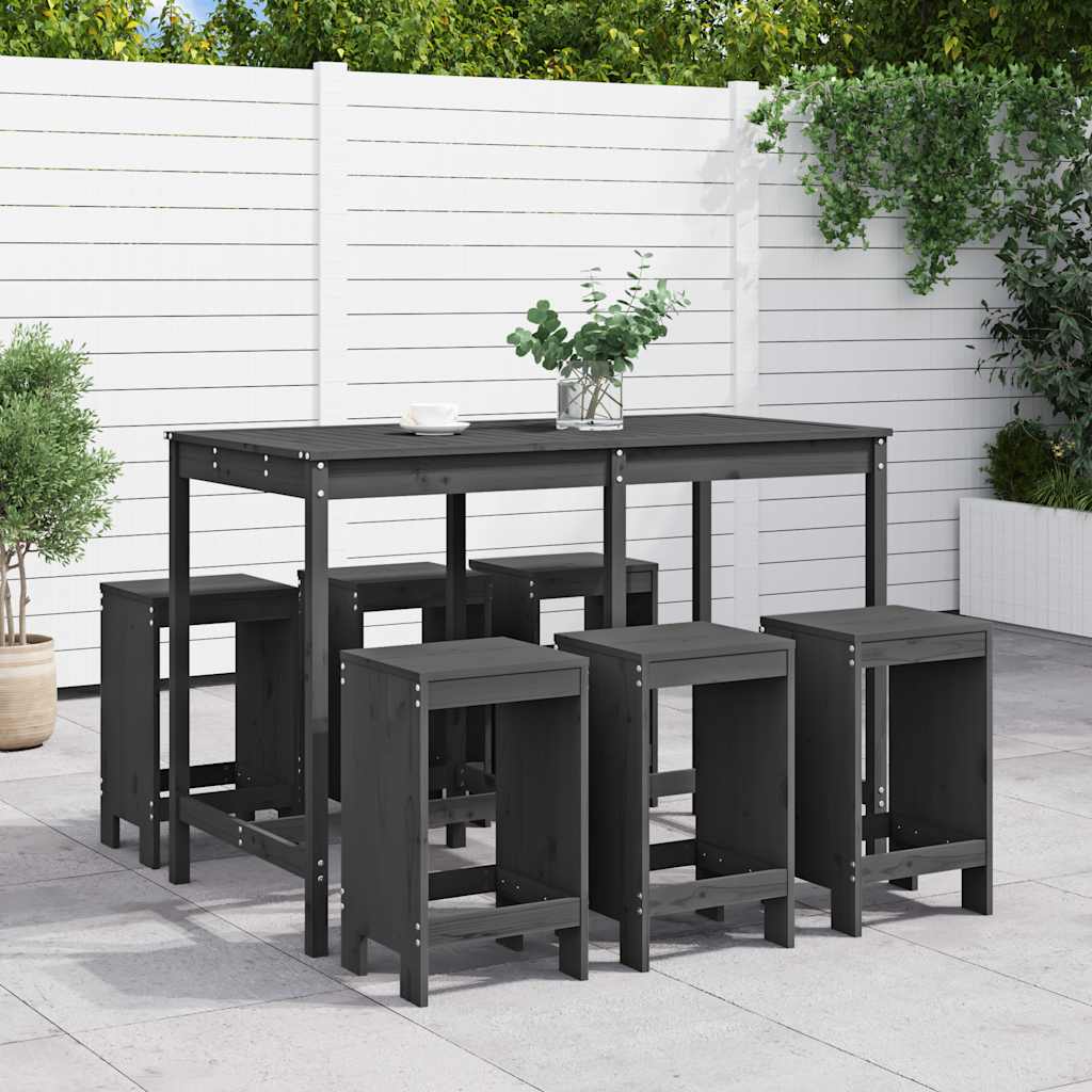 vidaXL 7-Piece Bar Set Solid Pine Wood White