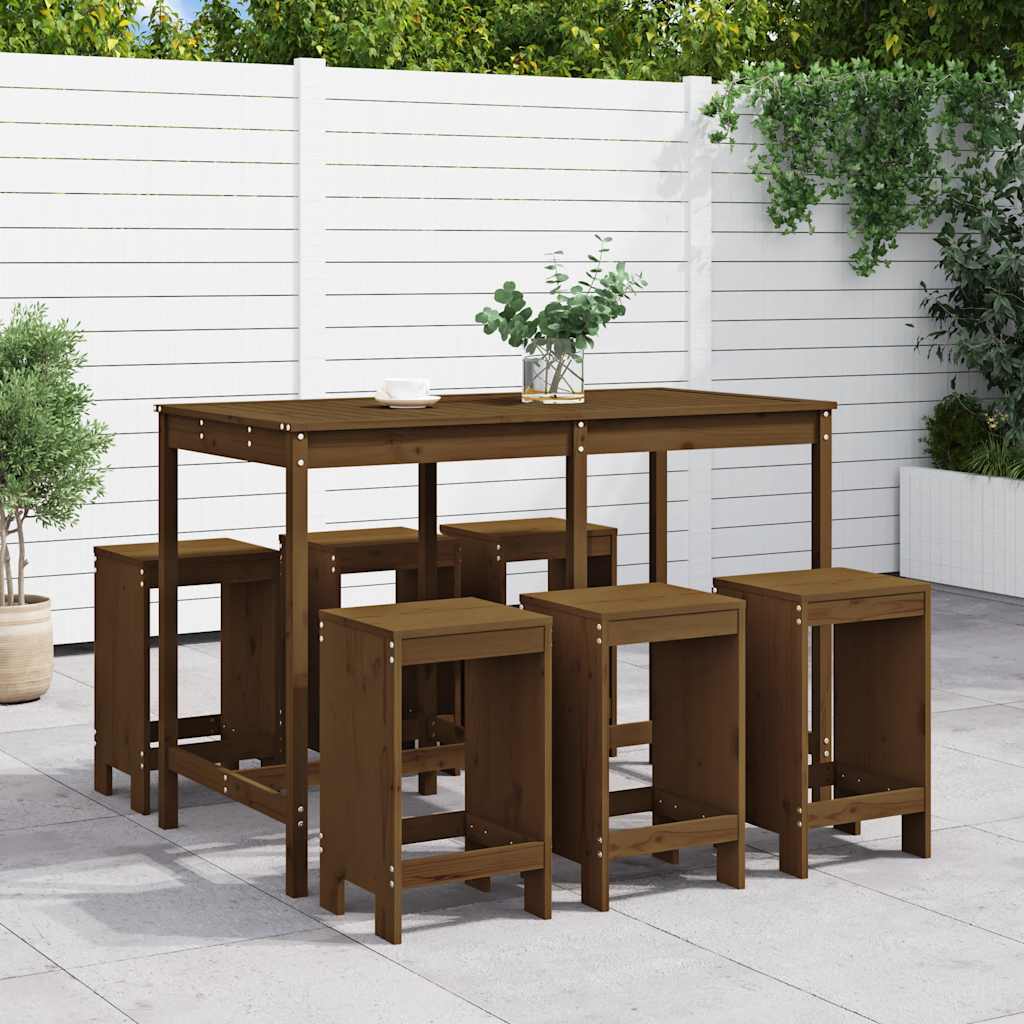 vidaXL 7-Piece Bar Set Solid Pine Wood White