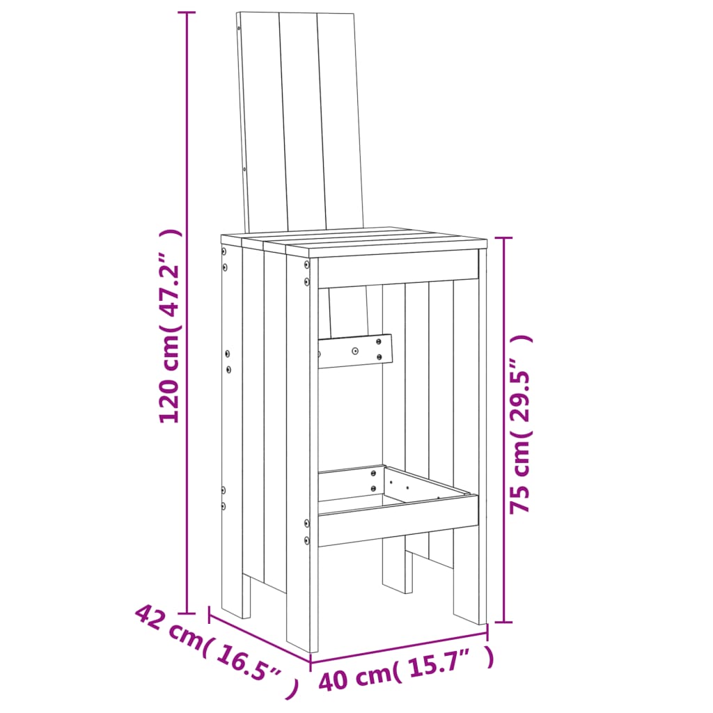 vidaXL 3-delige Barset massief grenenhout wit