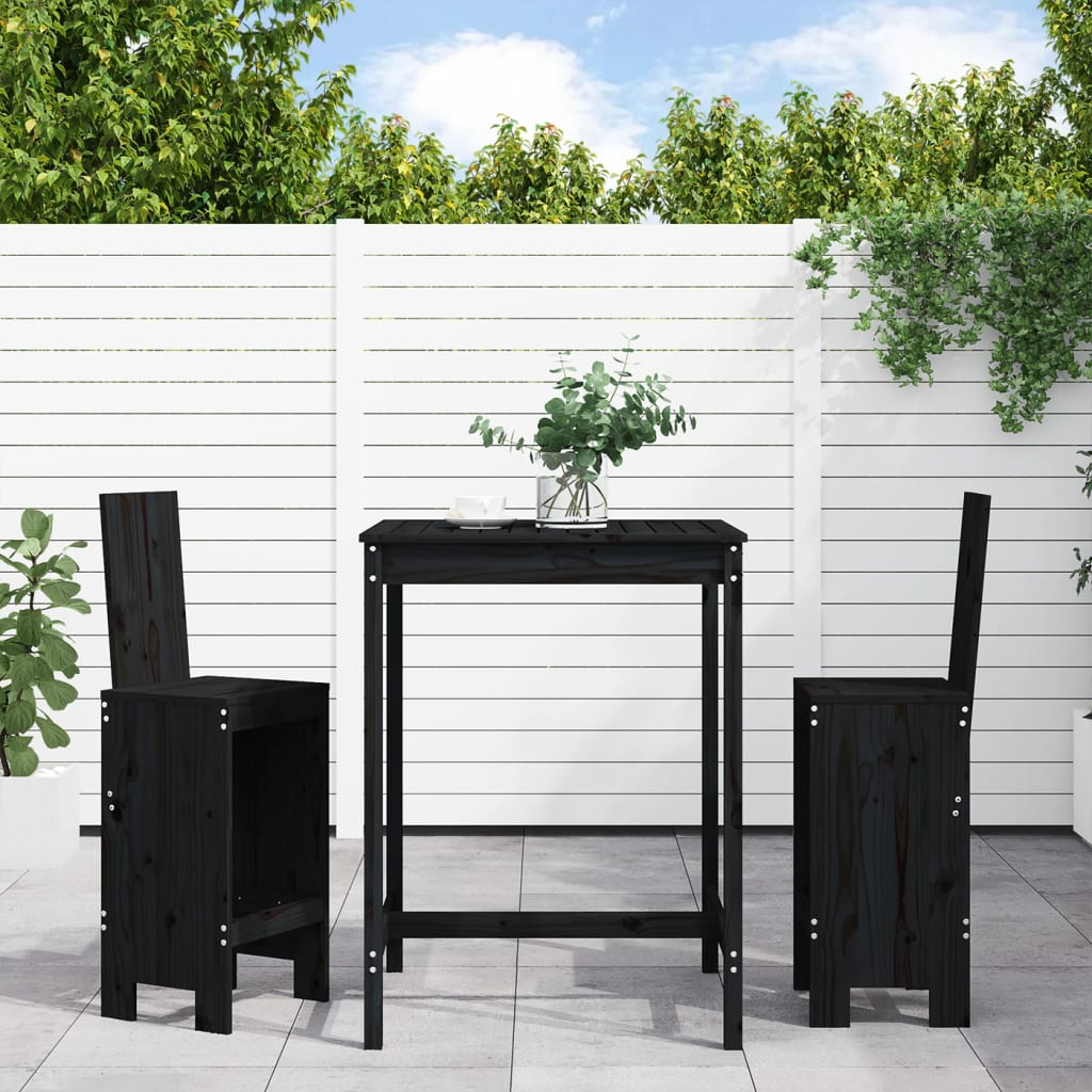 vidaXL 3-delige Barset massief grenenhout wit
