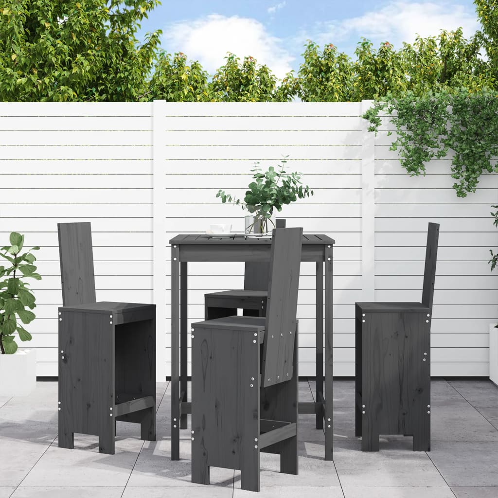 vidaXL 5-delige Barset massief grenenhout wit