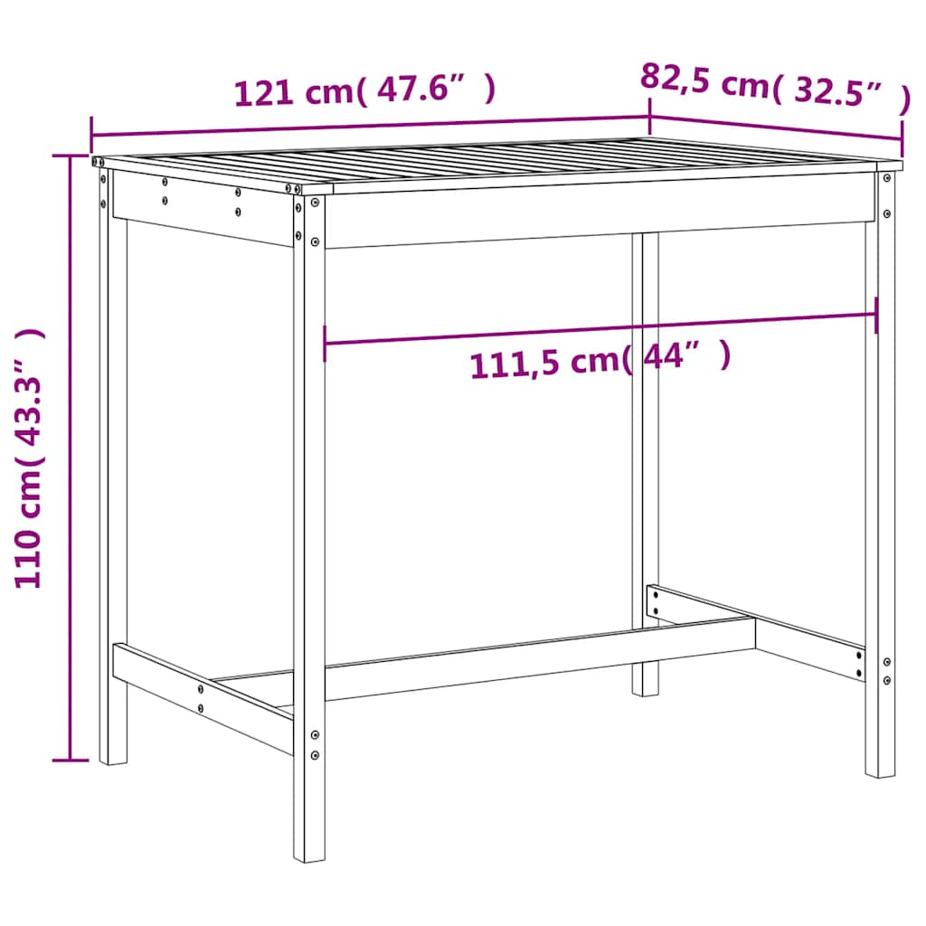 vidaXL 5-delige Barset massief grenenhout