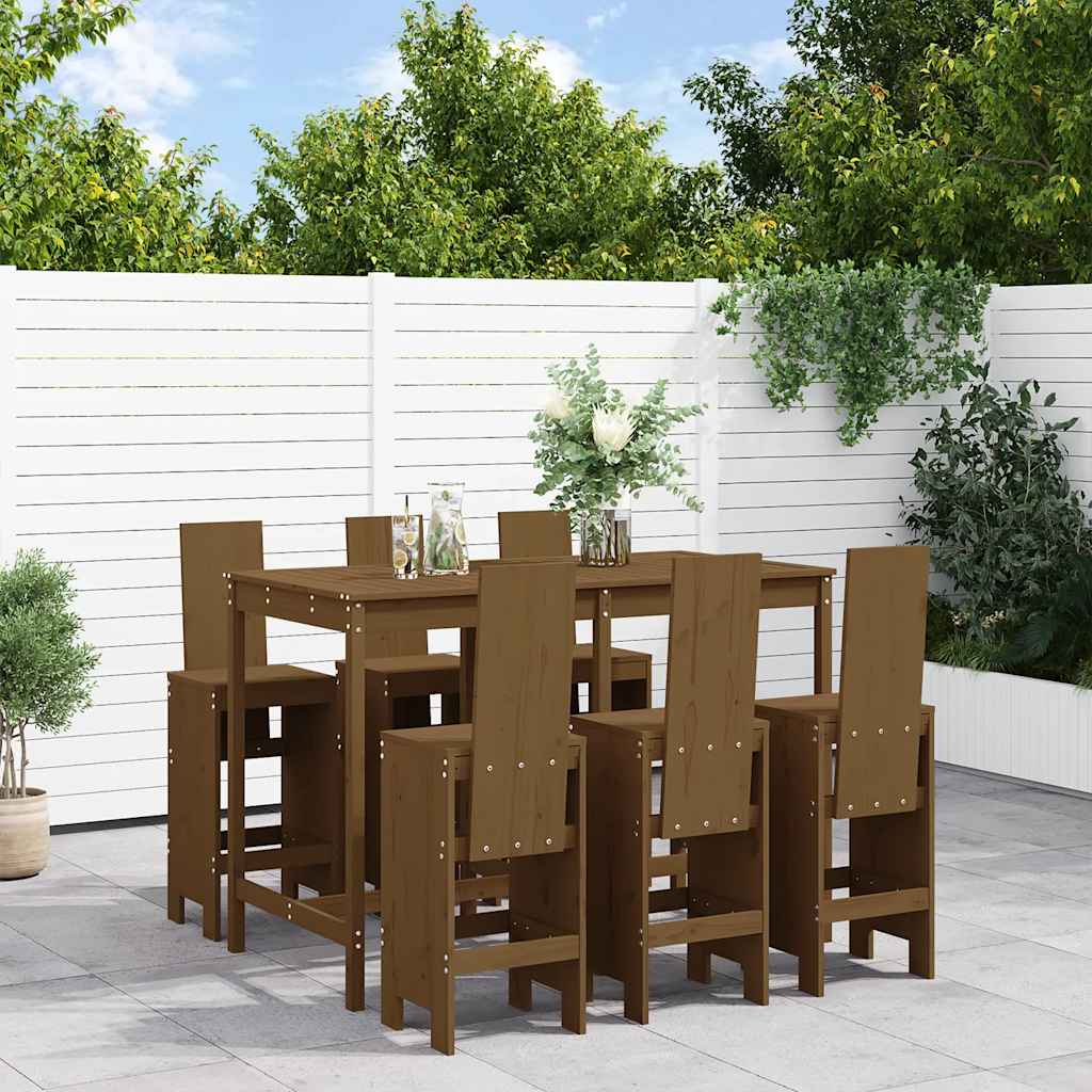 vidaXL 7-delige Barset massief grenenhout