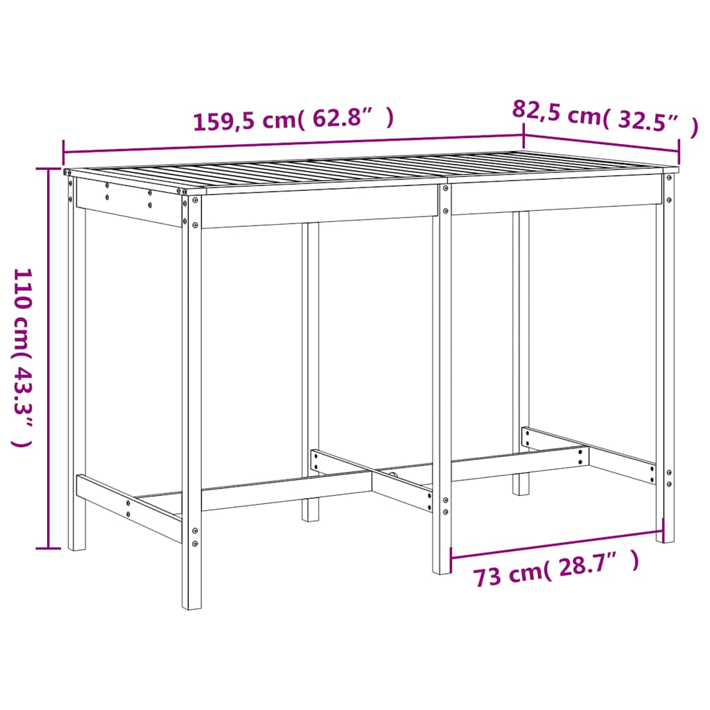 vidaXL 7-delige Barset massief grenenhout