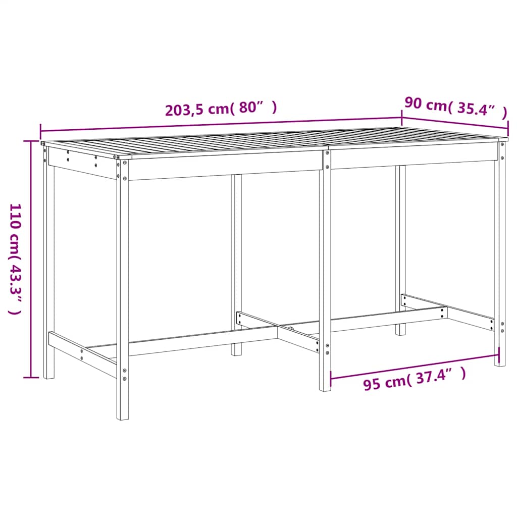 vidaXL 9-delige Barset massief grenenhout