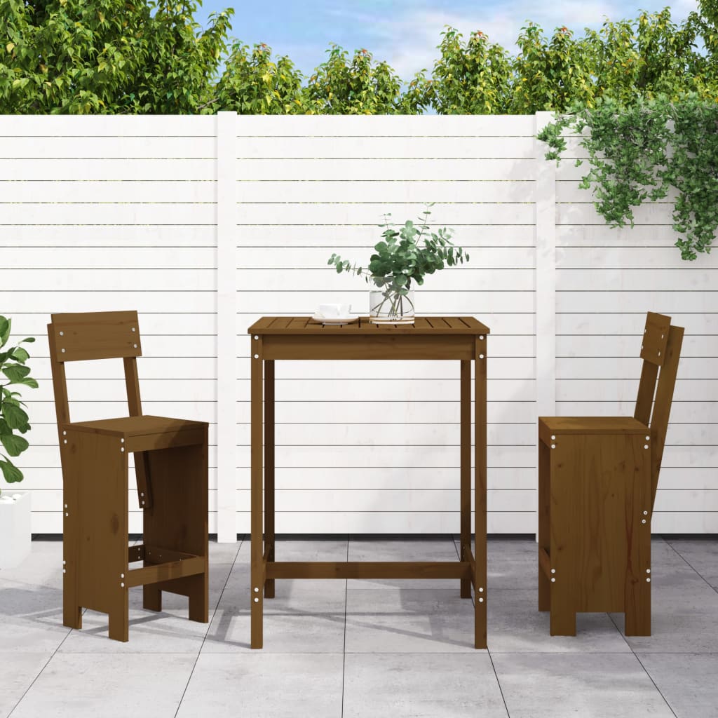 vidaXL 3-delige Barset massief grenenhout wit